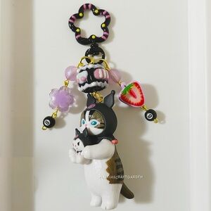 Mofusand Kuromi Keychain with Black and White Details